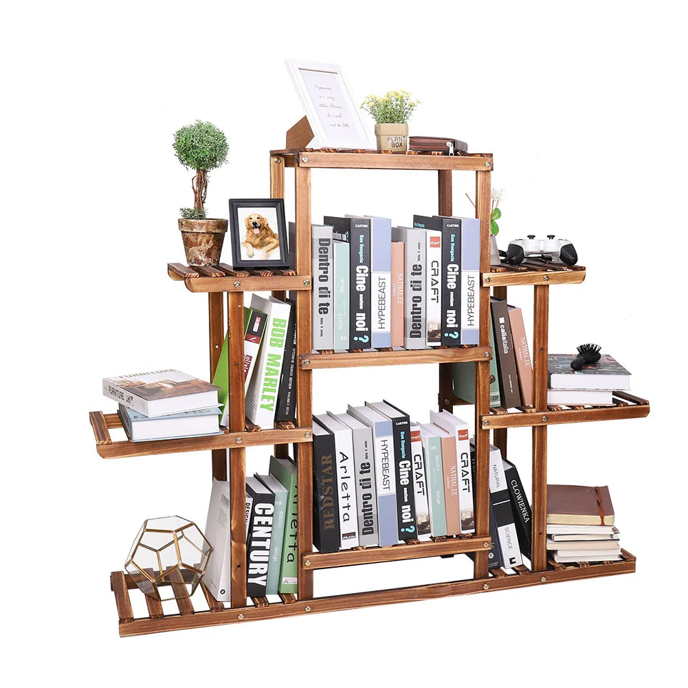 9-Tier Wooden Plant Stand for Indoor & Outdoor Use